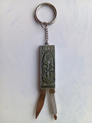 Keychain with nail file and mini knife used, made in USSR