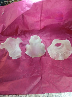 Glass lampshades set of 3, white fumé, new