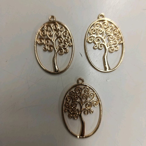 Decorative gold-tone tree pendants, set of 3