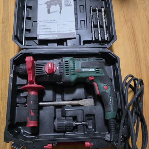 Parkside rotary hammer drill used, full set