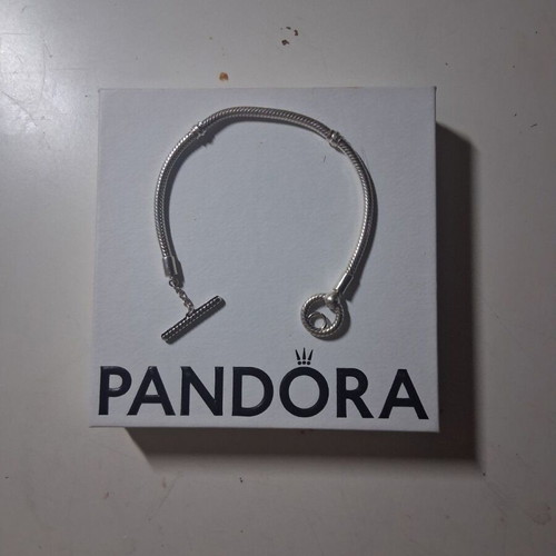 Pandora Moments bracelet with bar, rings and snake chain