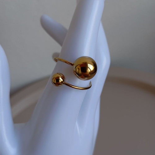 Adjustable ring made of 18K gold plated stainless steel new