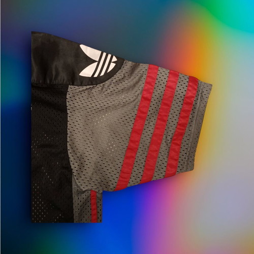 Adidas vintage mesh jersey used, size S, black-red