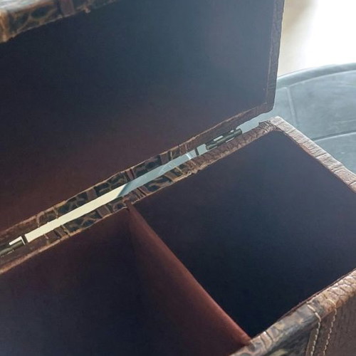 Double bottle holder new, wood, bronze and leather for 2 bottles