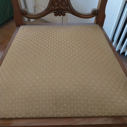 Living room furniture set used, handmade carved pieces from 1960s