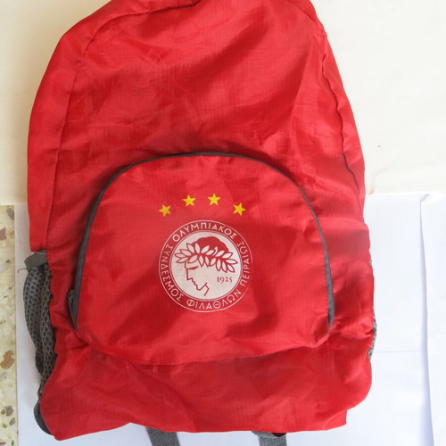 Olympiacos children's backpack like new, red plastic