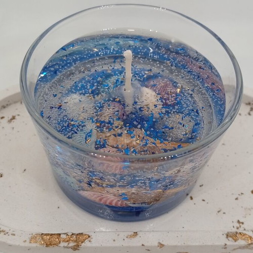 Gel candle Ocean Luxury handmade with gold leaf and Wood & Salt scent