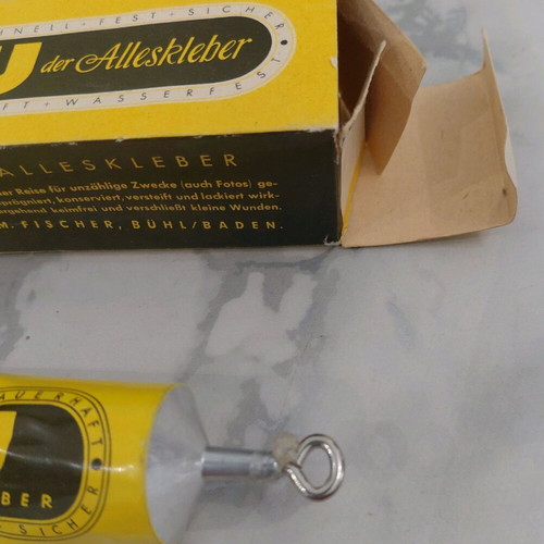UHU glue with paper packaging and promotional envelope from 1960s used