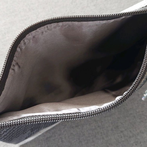 Handmade gray clutch bag from leatherette and velour new