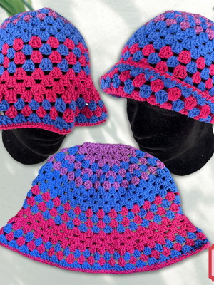 Handmade Bucket Hat "Blue Mosaic"