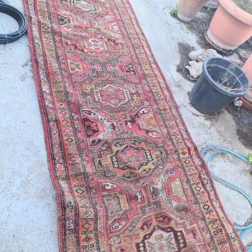 Oriental rug used 100 years old, 5m×1m runner with natural dyes