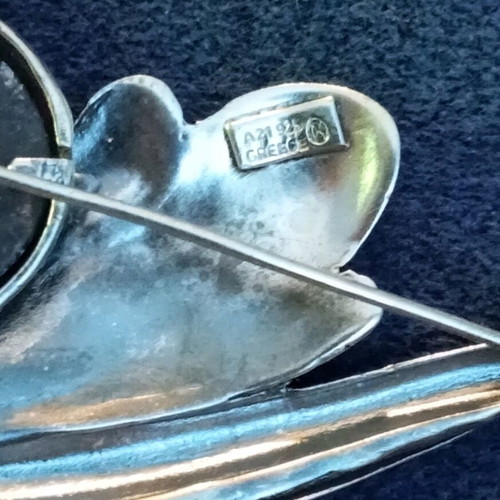 Lalaunis silver pin 925 with natural sodalite stone used, vintage