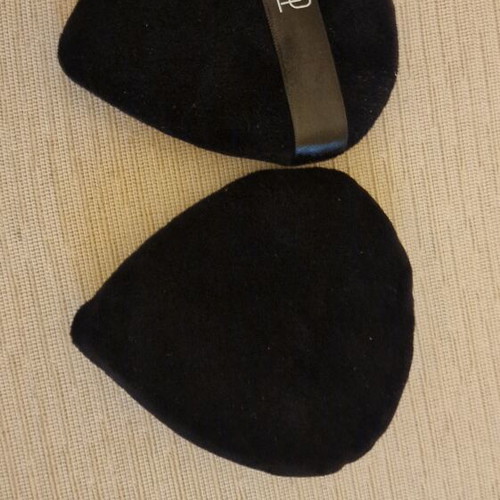 Trigwell Cosmetics velvet powder puff set of 2 new, black teardrop shape