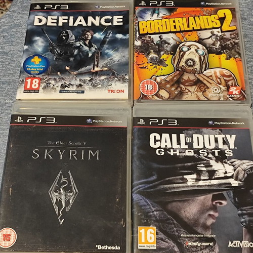 PlayStation 3 games pack used, Defiance, Borderlands, Call of Duty, Skyrim
