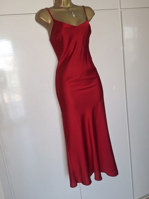 Italian satin wine red strap dress, size medium