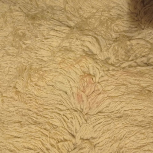 Veletza flokati rug used, white runner 230x64 cm