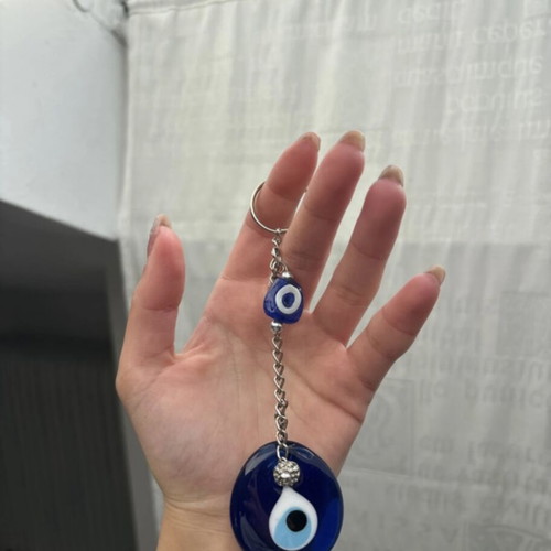Evil Eye Glass Keychain like new, blue protection charm