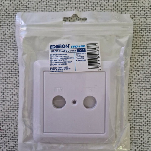 Televes FPO-100 Face Plate 2-Hole for TV and Radio sockets new
