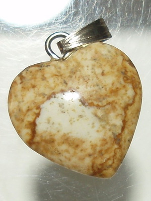 Jasper mineral heart 15x14.50 mm in 925 silver new
