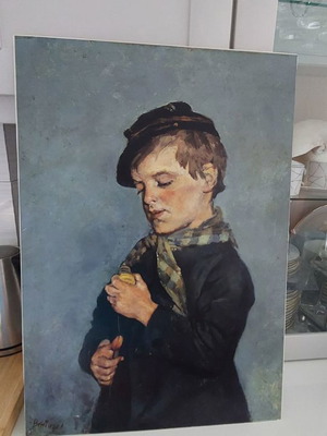 Πίνακας ζωγραφικής Περικλής Πανταζής Το παιδί με το Γιογιό καινούργιο