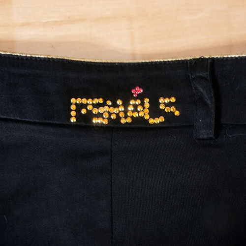Female Jeans Black Shorts with Gold Details and Turned-Up Cuffs Size M/40 Like New