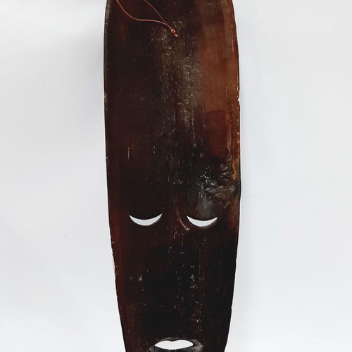 Large African hand-carved wooden mask, vintage 1990s