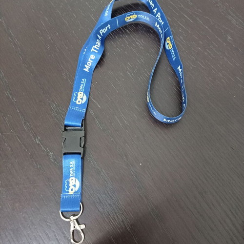 More Than A Port key lanyard used, blue and yellow