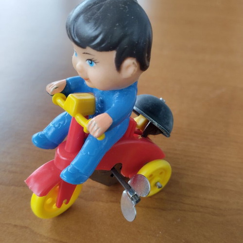 Boys Tricycle wind-up toy new, made in Greece 1980s