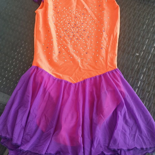 Handmade orange-purple dance dress for 7–8 years like new