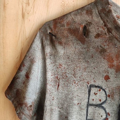 Bite Me Bloody Muddy Distressed Ripped T-shirt with Sleeves Daryl Dixon
