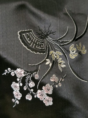 Heavy black silk fabric for Japanese kimono, new