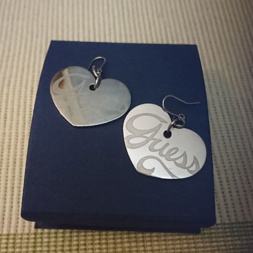 Guess Steel earrings made of steel like new, silver