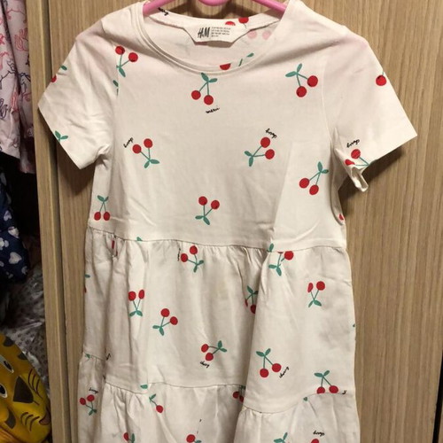 H&M Cherry Dress new for 3-4 years old, white and red