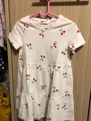 H&M Cherry Dress new for 3-4 years old, white and red