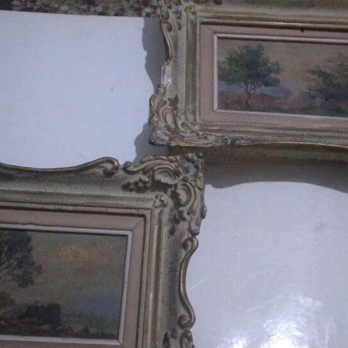 Apostolos Lefkadios 2 oil paintings used, signed, 15x9 cm