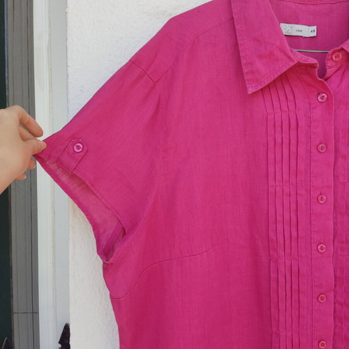Vintage 100% linen shirt fuchsia pink plus size used