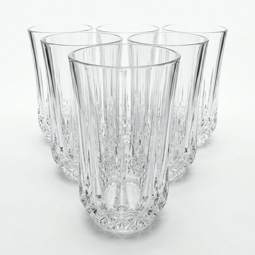 Set of 6 glass glasses new with special finish