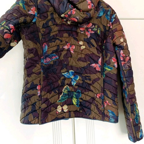 Women's double-faced spring jacket like new, blue multicolor, size S