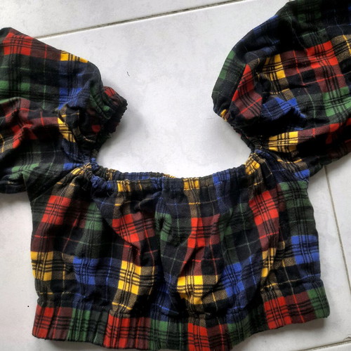 Vintage crop top handmade from the 80s, like new, balloon sleeves, XS/S