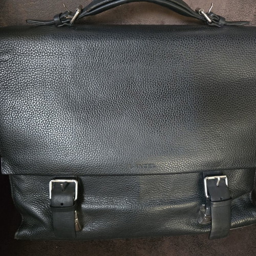Lancel Paris leather briefcase used, black professional