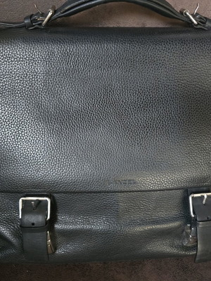 Lancel Paris leather briefcase used, black professional