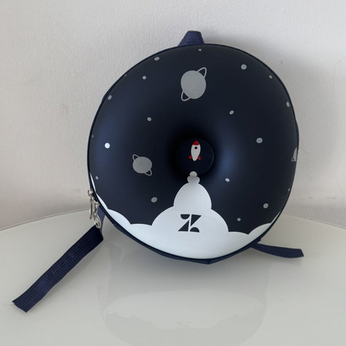 Space backpack 3D new, blue with planets and rocket design
