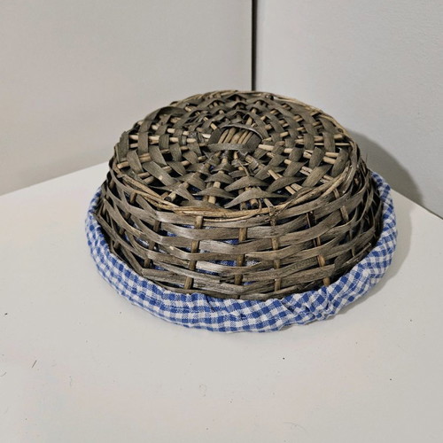 Wicker basket with fabric cover used