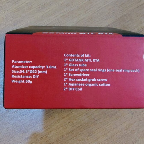 Gotank MTL RTA atomizer like new