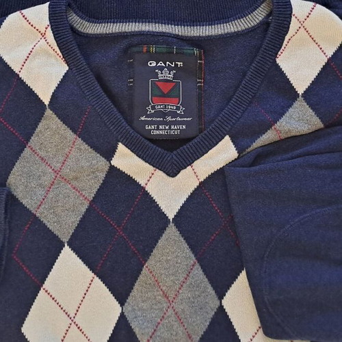 GANT men's sweater used, size medium, cotton, blue/grey