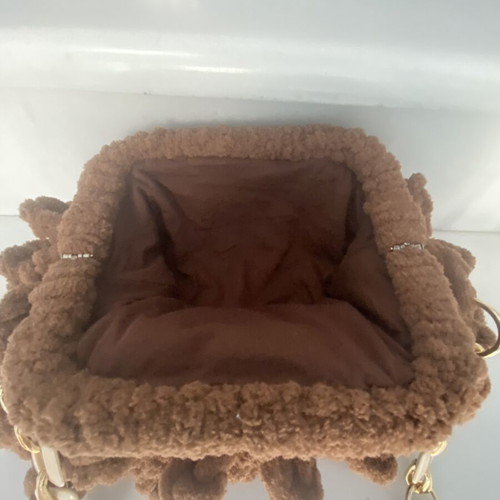 Handmade Puffy Pop Corn Shoulder Bag like new, brown