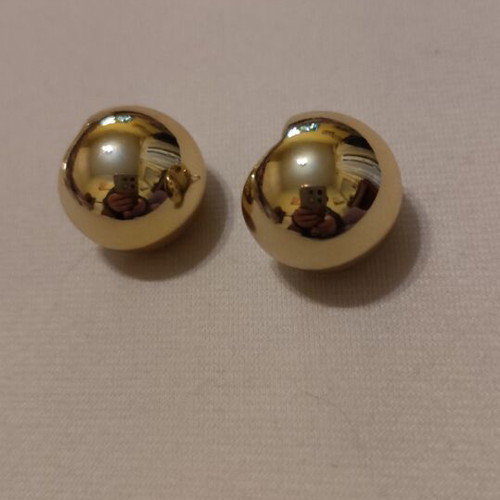 Ball-shaped earrings made of stainless steel, new, gold-colored