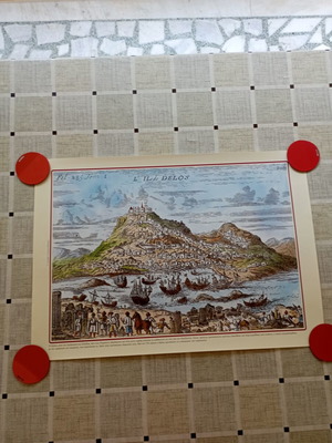 Decorative engraving of Delos from the 17th century, new, 50x35 cm