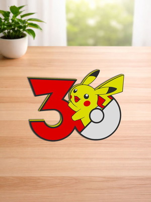 30 Years Pokemon Logo 3D printed new, size 20x15cm