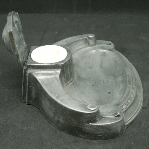 Metal Art Nouveau inkwell used with base for penholder